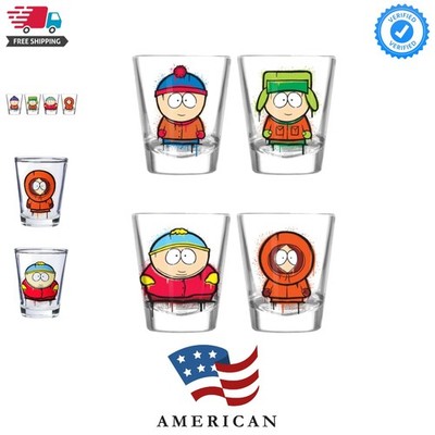 South Park Featuring Eric Cartman, Stan, Kyle, and Kenny 4 Pack Mini Glass Se...