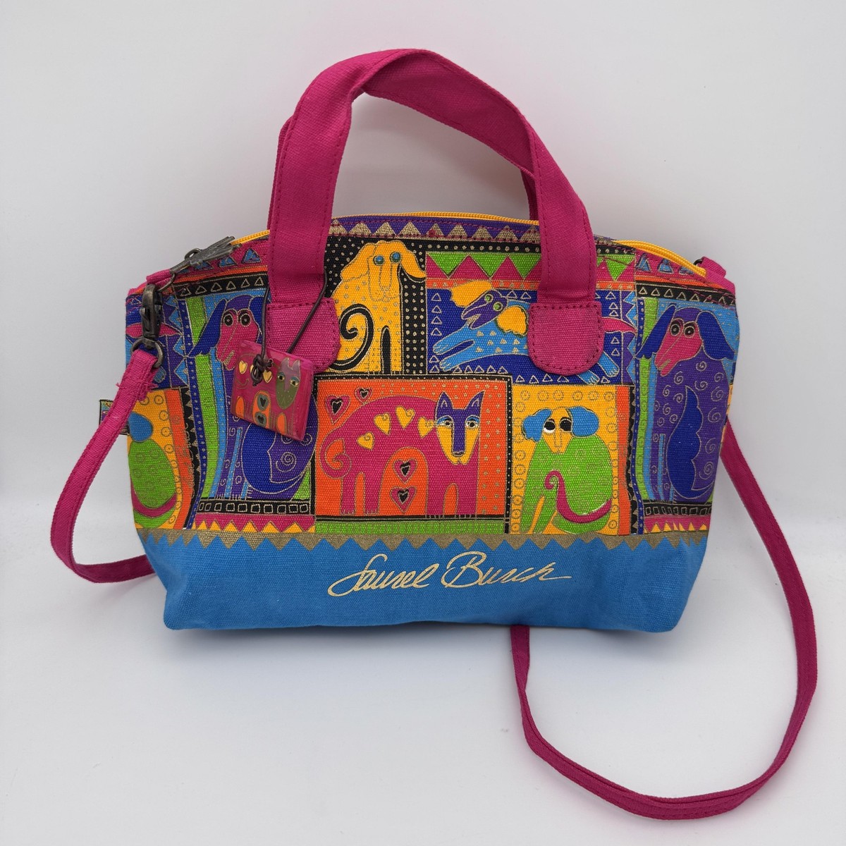 Laurel Burch Crossbody Bag Purse Dog Portrait Tote Canvas Art to