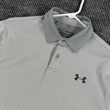 Under Armour Performance Polo Shirt Mens Small Gray Striped Short Sleeve Golf