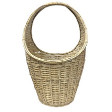 Vintage Wicker Rattan French Country Cottagecore 26" Primitive Gathering Basket