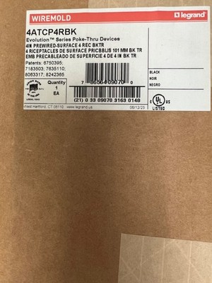4ATCP4RBK Wiremold Legrand Evolution Series Prewired Poke-Thru Device