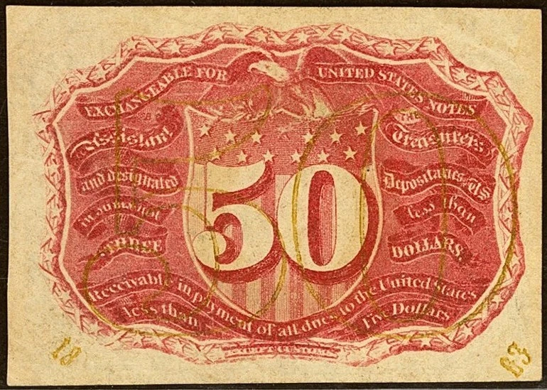 FR 1316 - 50c SECOND ISSUE - SURCHARGE "18-63" - PCGS 55 - EX: MARTIN GENGERKE - Image 4 of 4