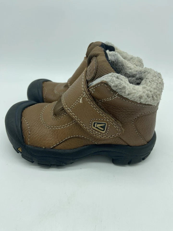 Keen Boots Toddler Kids Youth Size 10 Kootenay Brown Leather Lined Winter Snow - Image 3 of 4