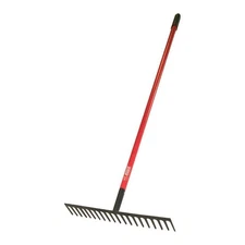 New HOT-4 lb. 18-Tine Stone Rake with Fiberglass Handle and 7-Gauge Steel Head