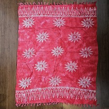 Sarong Red Sun Swimsuit Cover Up Wrap Full Size Rayon Batik 56x45 inch