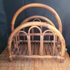 Vintage Magazine Rack  Holder Bentwood Rattan Newspaper Decor 16"x9.5"