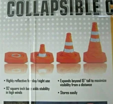 Justin Case Collapsible Traffic Cone 15" For Roadside Emergencies WMSS04 New