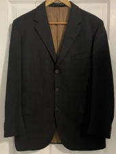 70s DAKS LONDON Mens 42S Black Pure New Wool Blazer Shadow Check Jacket Vintage