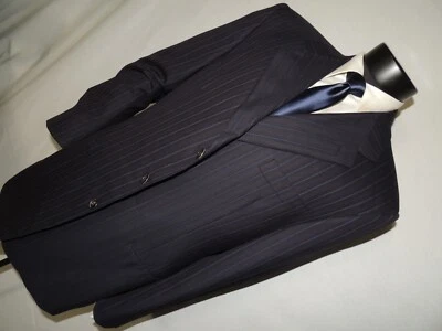 Belvest Men's Blue stripe 100% wool super 150's jacket coat 44 R