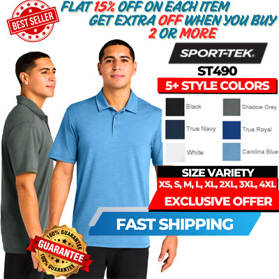 Sport-Tek ST490 Mens Short Sleeve 100% Polyester 3 Button Versa Polo T-Shirt