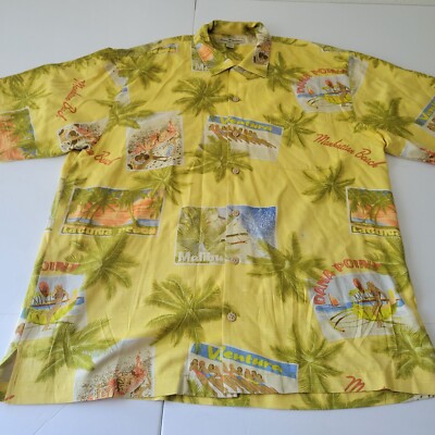 VTG RARE Tommy Bahama Silk Hawaiian Shirt Southern California Beaches Malibu L