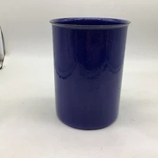 Blue Solid Graniteware Enamelware Country Kitchen Utensil Holder Heavy Vintage