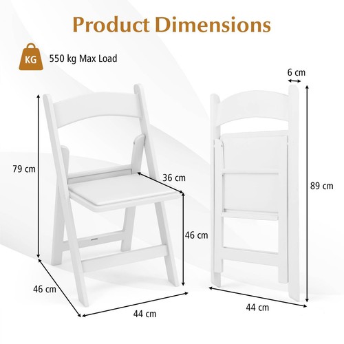 4 Pack Resin Folding Chairs w/ 550KG Static Load and Outside Chairs for Home - Picture 8 of 8
