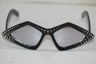 GUCCI GG0496S 004 Shiny Black Geometric Crystal Women