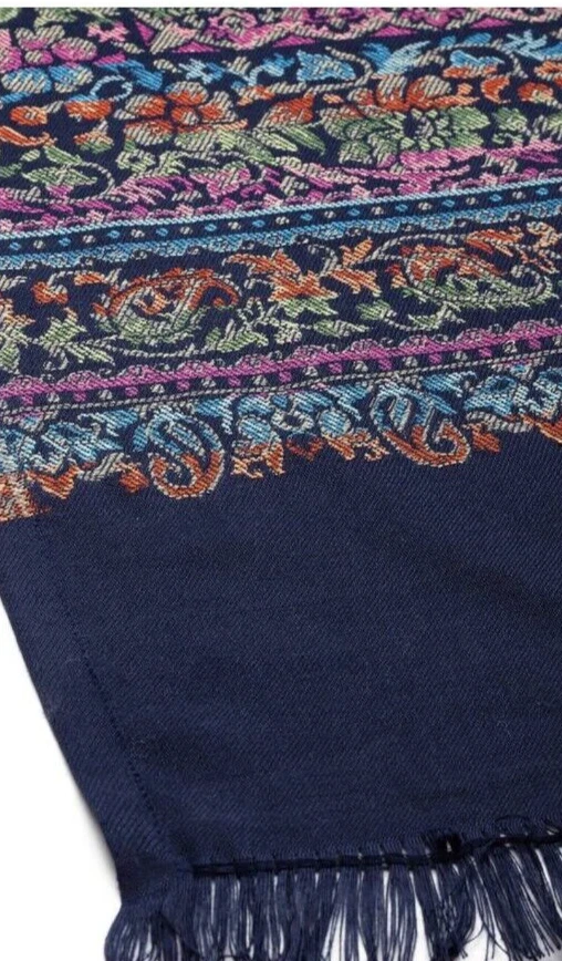 Mantón largo azul cachemir puro pashmina cachemir cachemir suave envoltura de lana cálido grueso Foto 4 de 4