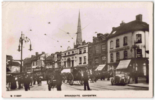 Coventry Broadgate Warwickshire Animated - KGV WHS Real Photo Postcard S01 - Picture 1 of 3