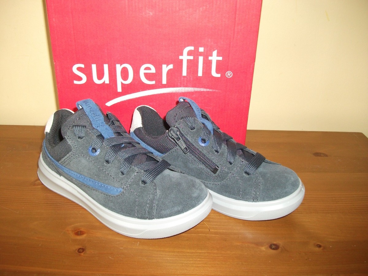 Boys SUPERFIT 6473 'Cosmo' Grey SUEDE Zip/Lace Up TRAINER Size UK