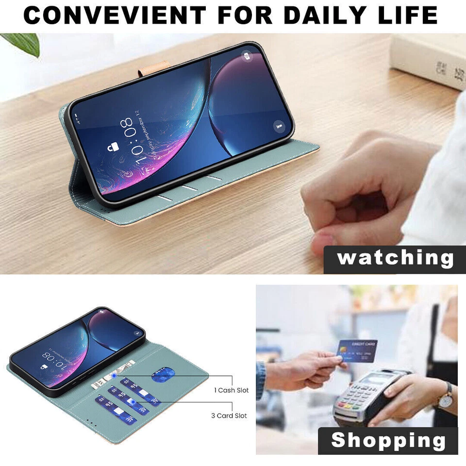 Splice Leather Wallet Phone Case For Huawei Honor 200 100 90 X50i X9B X7B X8B - Image 4 of 4