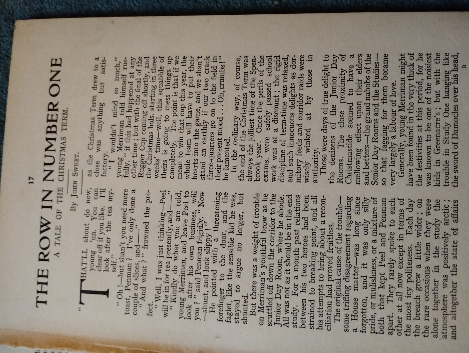 FILA A2c Ephemera 1920s Short Story The Row In Number One John Sweet