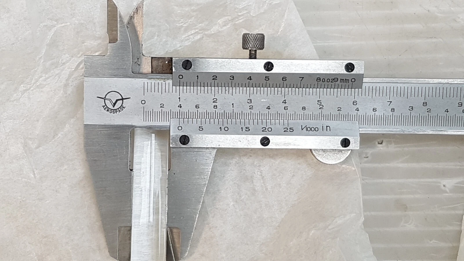 Caliper measuring the light guide diameter, about 10 mm