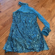 WEISSMAN WOMENS BLUE SEQUIN DANCE COSTUME MEDIUM ADULT JAZZ TAP 8789