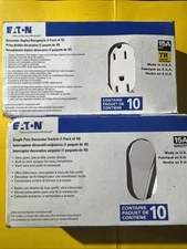 10 Pack EATON 15 AMP DECORATOR Duplex Receptacle -WHITE- #TR1107W-10-LW