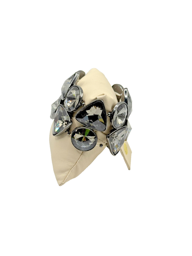 Silver Plated Stretch Bracelet Clear Crystal Geometric Statement Fashion Jewelry - Picture 3 of 6