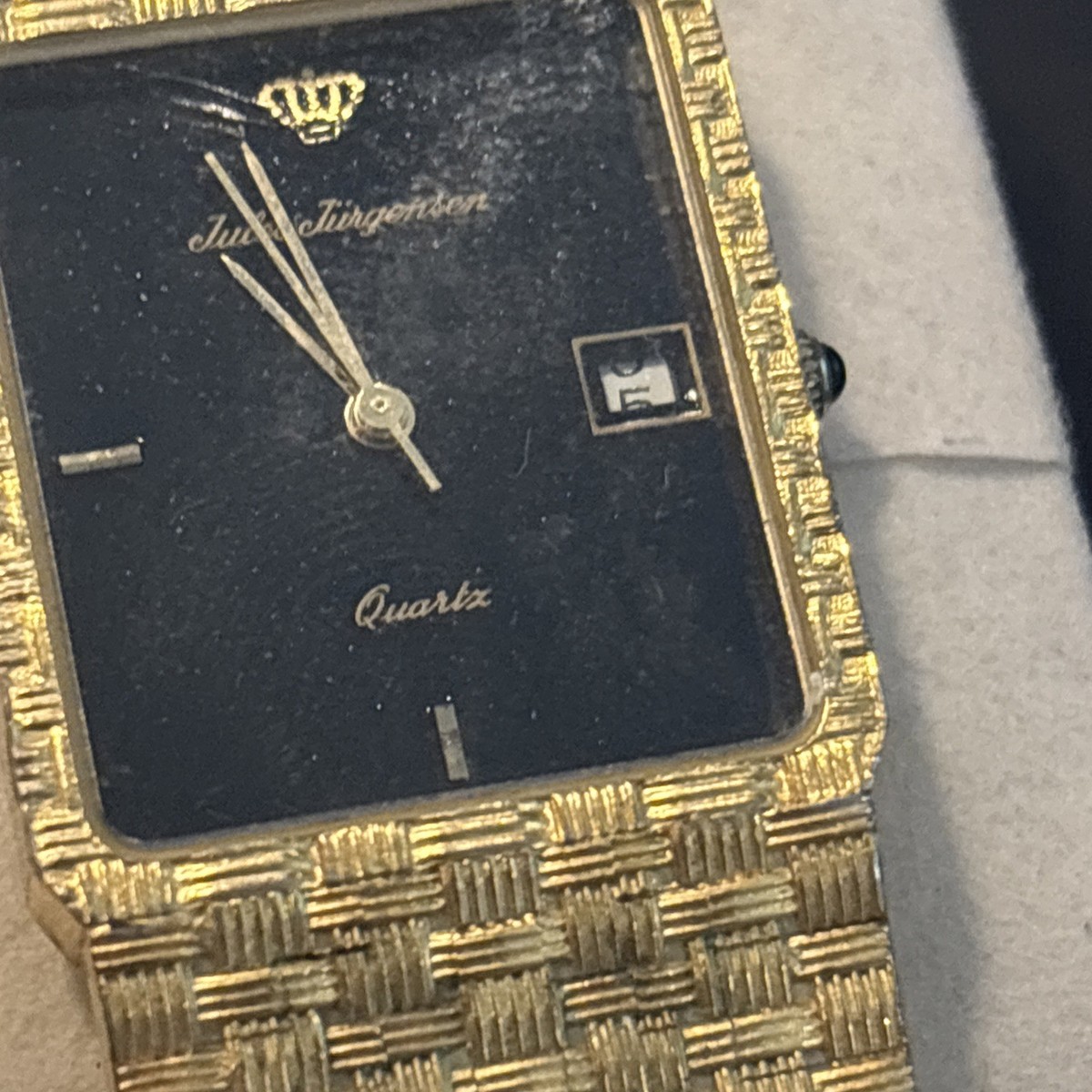 Jules Jurgensen Vintage Gold Tone Luxury Tank Men display picture 3