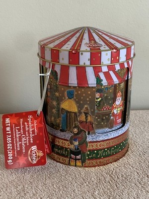 Wicklein Turning Music Box w/ Assorted Lebkuchen Gingerbreads German Tin NEW!