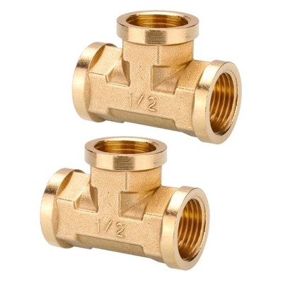 Corrosion Resistant Brass Tees Adapters 1/2inch Pipe Connection for Plumbing