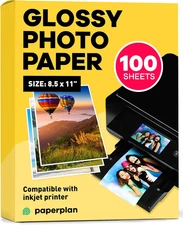 Glossy Photo Paper for Printer 8.5 X 11" - (100 Sheets) - Works with Inkjet Prin