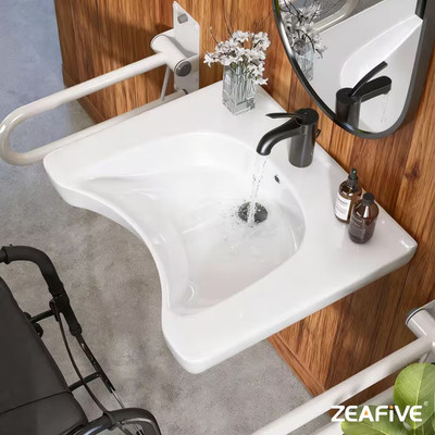 25.5 In. L X 21.8 W X 5.3 D U-Shaped ADA Wall-Mounted Bathroom Sink Wheelchair A