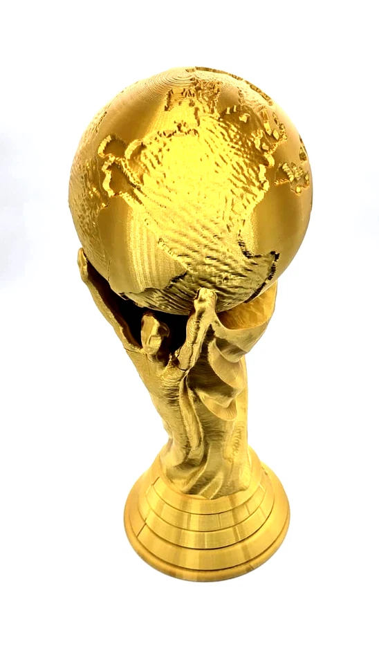 Réplica Trofeo Copa Mundial de la FIFA - 14 pulgadas de alto impreso en 3D PLA seda oro Foto 3 de 3