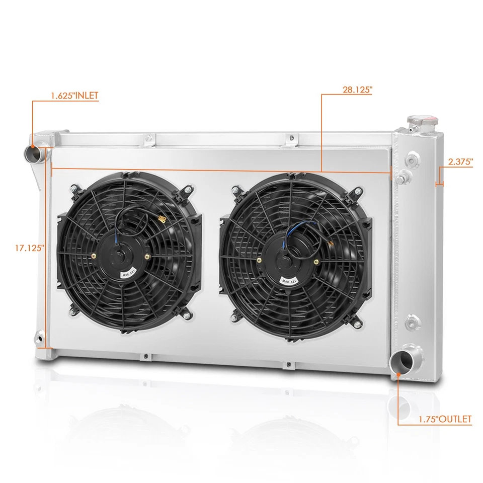 Для 67-72 Chevy/GMC C/K пикап полный алюминиевый 3-рядный радиатор охлаждения с вентилятором плащаница - Изображение 3 из 4