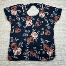 Naif Womens Floral Short Sleeve Top Multicolor Size M Polyester Rayon