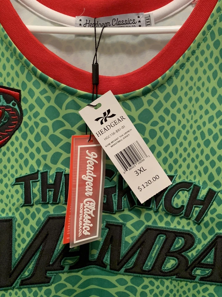 Camiseta deportiva de baloncesto talla XXL 2XL KOBE BRYANT The Grinch Mamba tocados clásicos nueva con etiquetas Foto 3 de 4