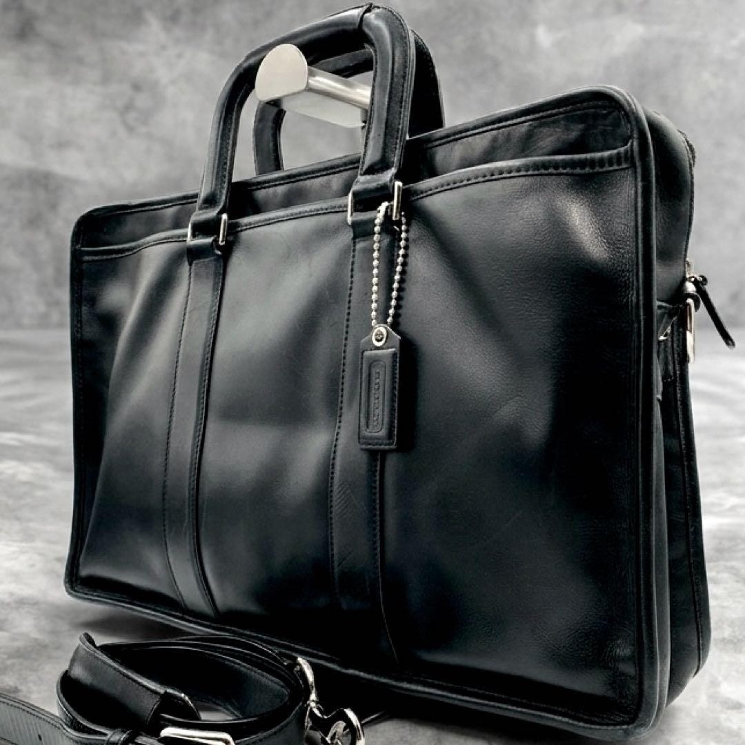 Authentic coach briefcase bag hand shoulder 2way business black men's leather