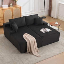 Oversized Corduroy Sleeper Sofa Bed - 79'' Deep Seat, 4 Pillows Included