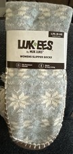 NEW LUK-EES by MUK LUKS Sweater Slipper Socks Women's L/XL 8-10 Gray