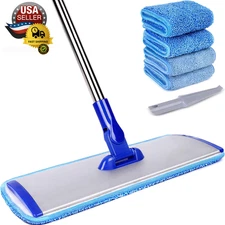 18" Professional Microfiber Mop Floor Cleaning System, Flat Mop with Stainless S