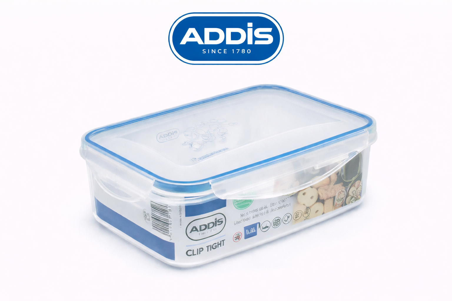 Addis Clip Tight Rectangular Food Storage Container - 1.2L - BPA Free - Airtight