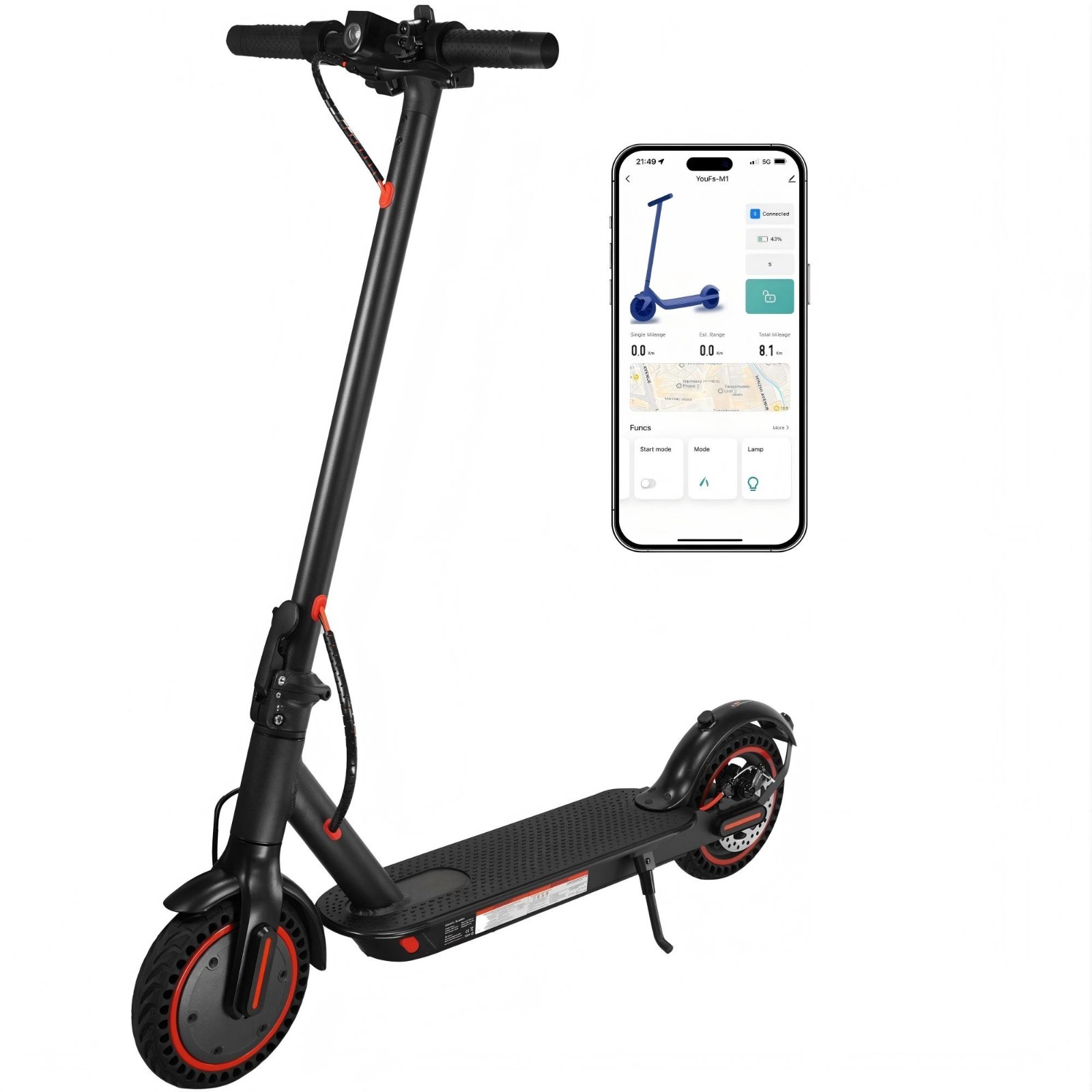 Folding electric scooter light weight  8.5inch 18mph long ra