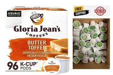 Gloria Jean's Butter Toffee Coffee, K-Cup Pod, 96 Count - Wholesale Pack