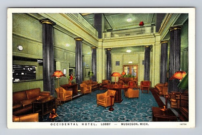 #ad #ad Muskegon MI Michigan Occidental Hotel Advertising Antique Vintage Postcard $0.99