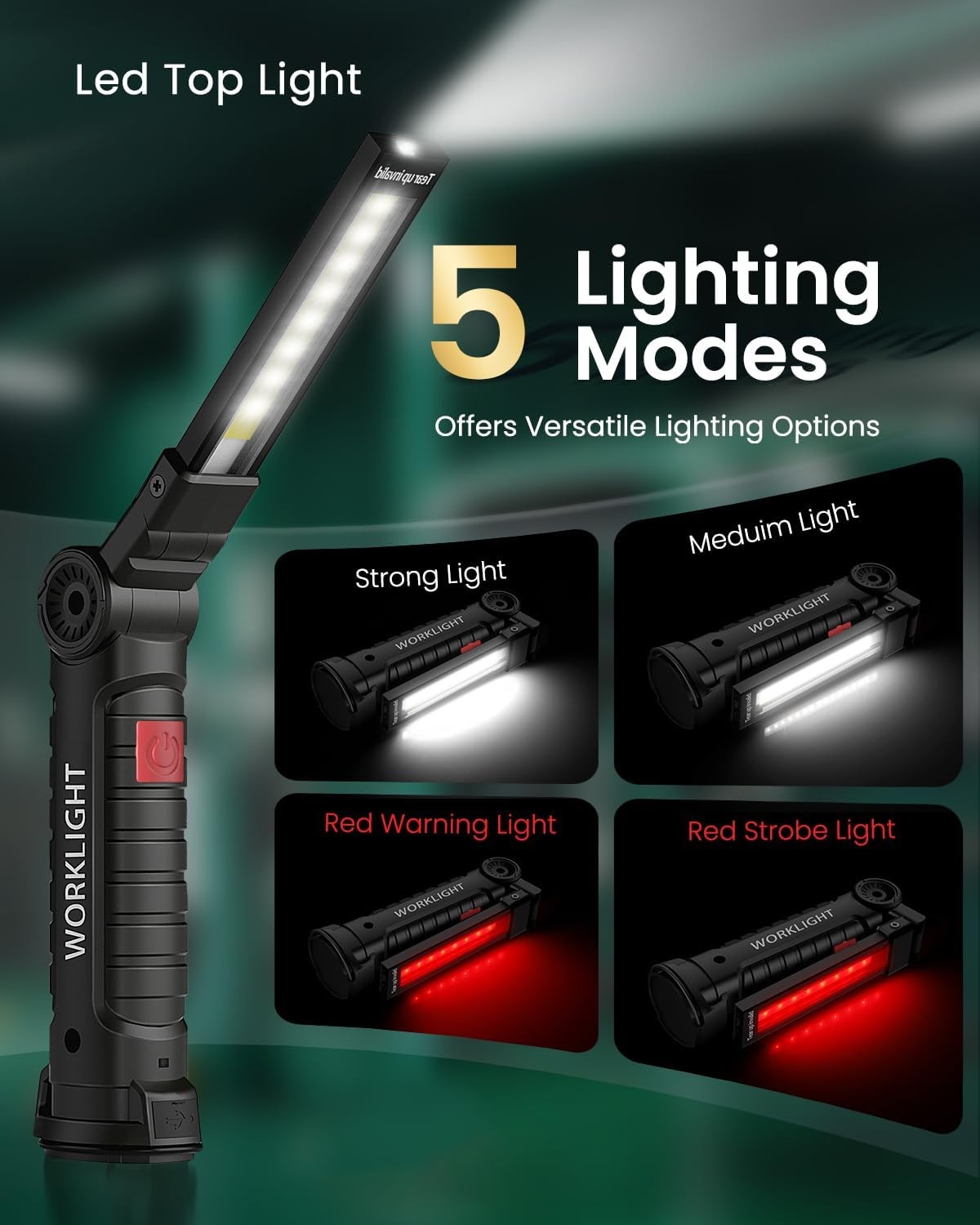 2x Rechargeable LED COB Work Light Mechanic Flashlight Lamp Magnetic Base Bright