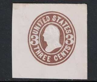 SCOTT#U60 3c BROWN STAMPED ENVELOPE. VF.