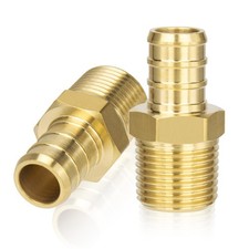 2-Pack Brass 1/2" PEX to 3/8" NPT Male Connector Fitting Lead-Free Heavy-Duty