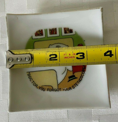Vintage DOCTOR YOU FORGOT YOUR STETHOSCOPE Humorous Naughty Mini Plate Ashtray - Picture 7 of 7