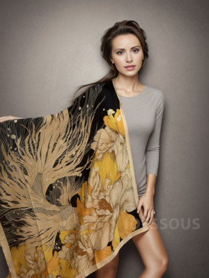 Wrap silk 110x110 beige colorful silk scarf shawl square stole shawl women