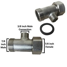 7/8" Male 7/8" Female T-Adapter with 3/8" Chromed Brass Attachment 2 Pack